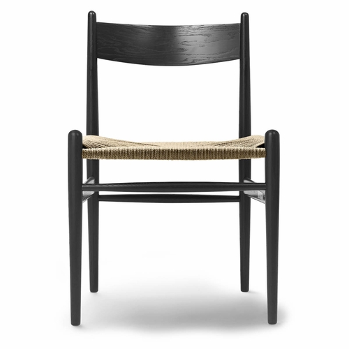 CH36 Dining Chair, Beech Black, Natural Paper Cord Seat - Quickship