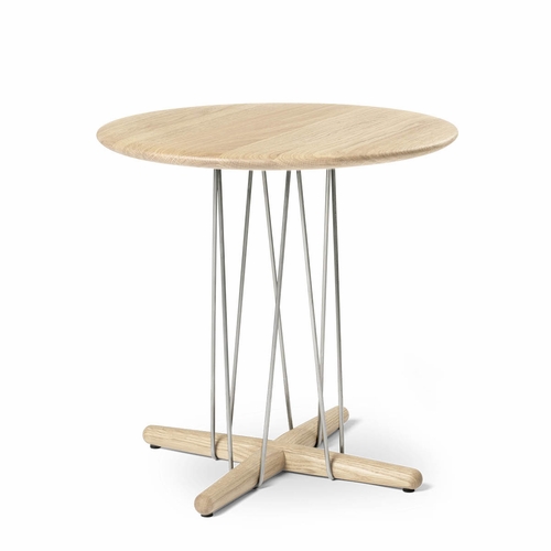 E021 Embrace Lounge Table, Oak White Oil, Stainless Steel - Diameter 18.9"