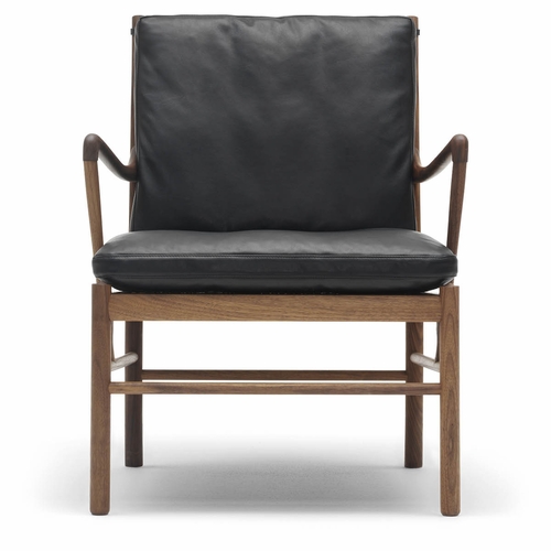OW149 Colonial Chair, Walnut Oil, Hand-Cane Seat, Thor 301 Leather Cushions