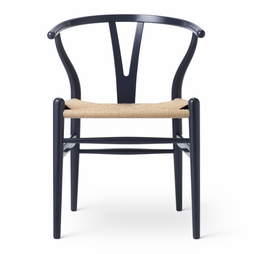 CH24 Wishbone Chair, Midnight Blue, Natural Paper Cord Seat