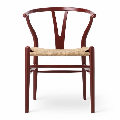 CH24 Wishbone Chair, Russet Red, Natural Paper Cord Seat
