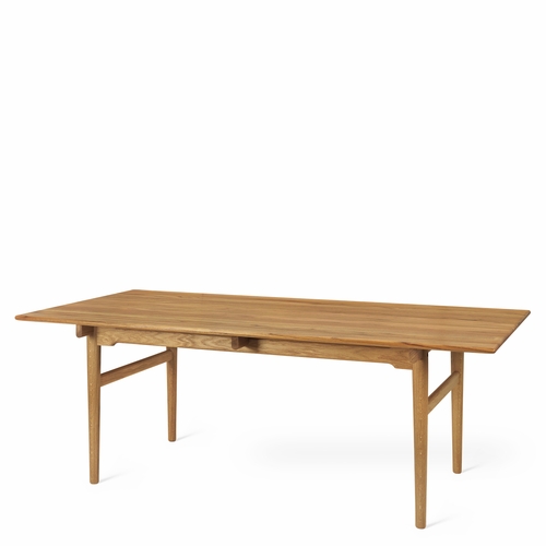 CH327 Oiled Teak Dining Table & Six CH24 Wishbone Oiled Teak with Natural Paper Cord Seat Chairs, Dining Set