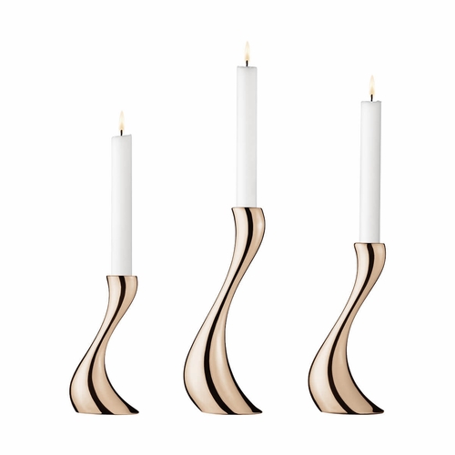 Georg Jensen Cobra Candleholders, Rose Gold Plated, 3 Pieces