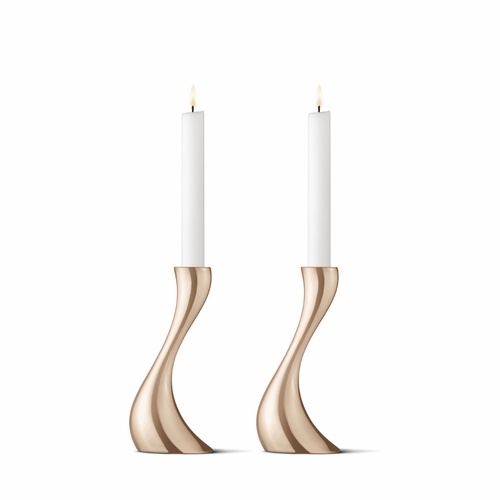 Cobra Medium Candleholder, Rose Gold Plated, 2 Pieces
