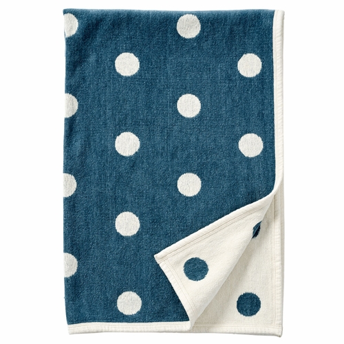 Klippan Dots Organic Cotton Chenille Children's Blanket, Dusk Blue