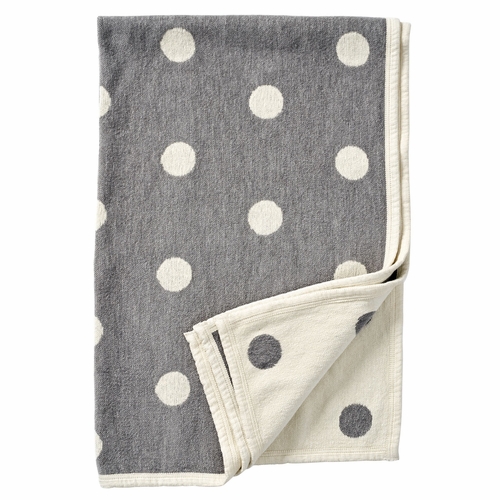 Klippan Dots Organic Cotton Chenille Children's Blanket, Grey
