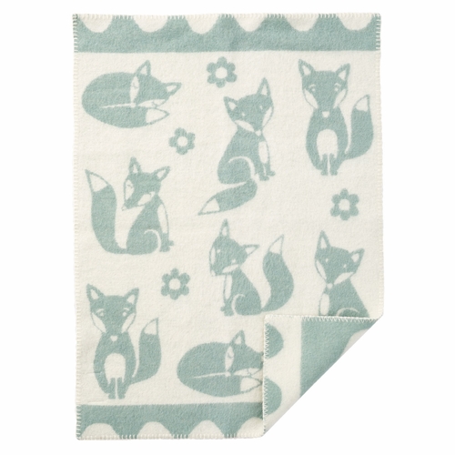 Klippan Fox ECO Lambs Wool Baby Blanket, Duck Egg Blue