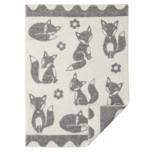 Klippan Fox ECO Lambs Wool Baby Blanket, Grey