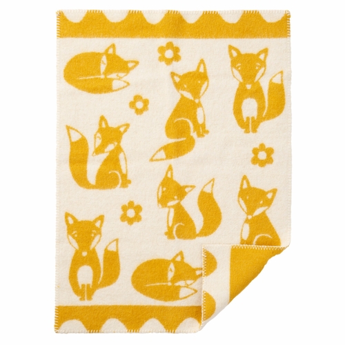 Klippan Fox ECO Lambs Wool Baby Blanket, Saffron