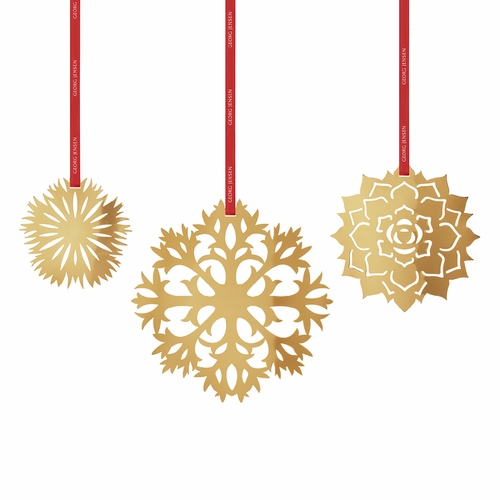 Georg Jensen 2020 Christmas Ice Flower Ornaments, Set of 3 - Gold Plated