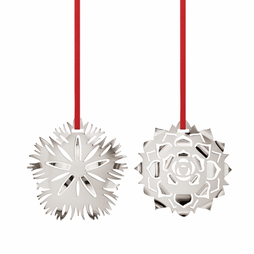 Georg Jensen 2020 Christmas Ornaments Ice Dianthus & Rosette, Palladium Plated