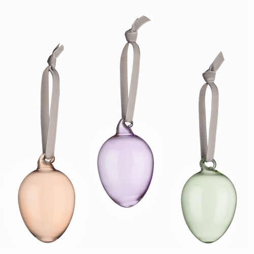 Glass Egg 2.5", Set of Three, Mix Spring