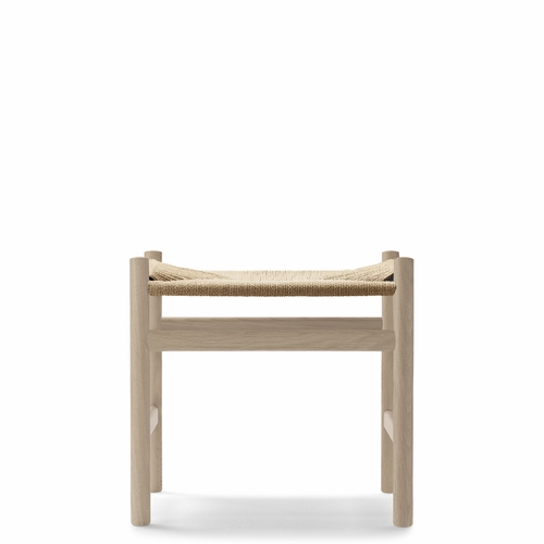 Hans Wegner CH53 Short Footstool, White-Oiled Oak, Natural Paper Cord