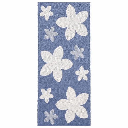 Flower Indoor / Outdoor Swedish Woven Rugs, Blue