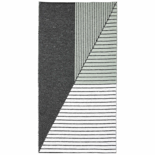 Stripe Indoor / Outdoor Swedish Woven Rugs, Black / Green