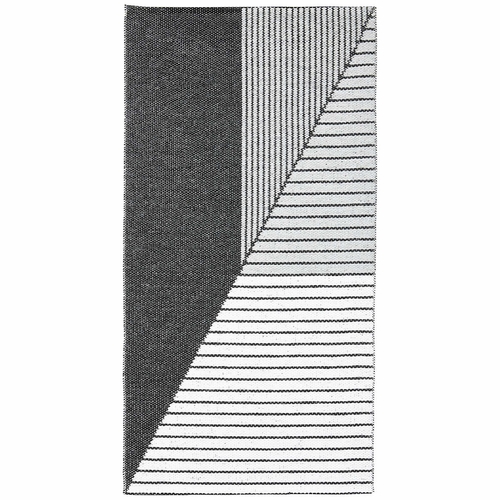 Stripe Indoor / Outdoor Swedish Woven Rugs, Black / Grey
