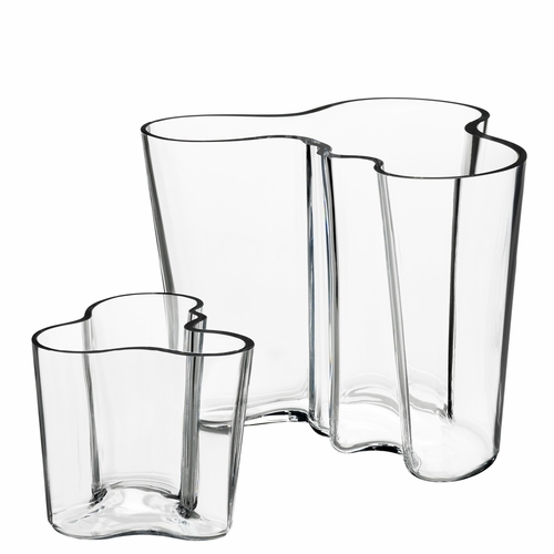 Alvar Aalto Vase Set, Clear - 3.75" & 6.25"