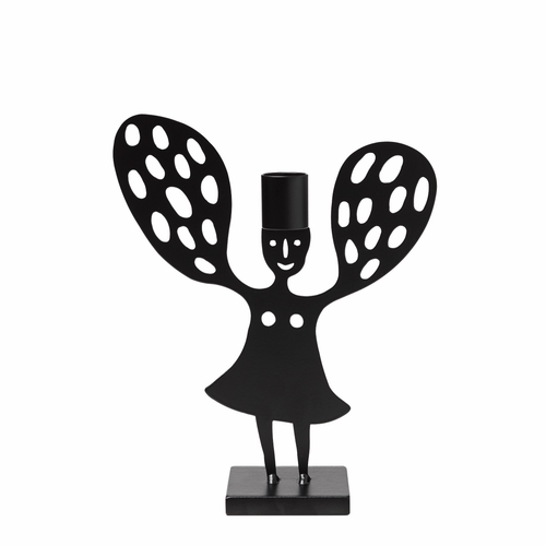 Iron Angel Candleholder, Black