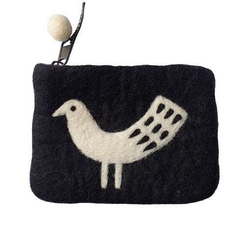 Bird Felted Wool Purse