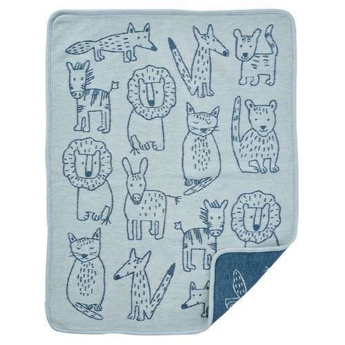 Klippan Buddies Organic Chenille Cotton Baby Blanket, Blue