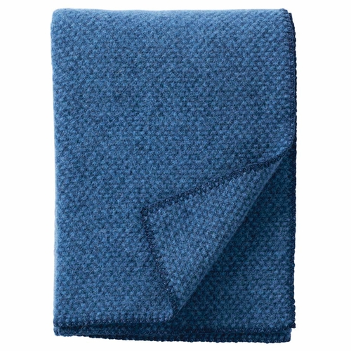 Klippan Domino Brushed Lambs Wool Throw, Sea Blue