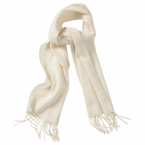 Klippan Himalaya Brushed Cashmere & Merino Wool Scarf, White