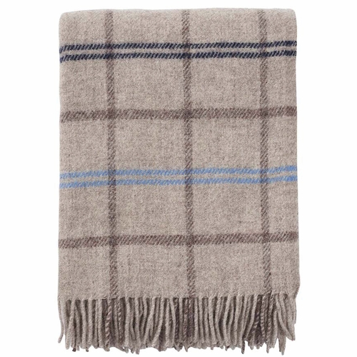 Klippan Tartan Brushed Lambs Wool Throw, Beige