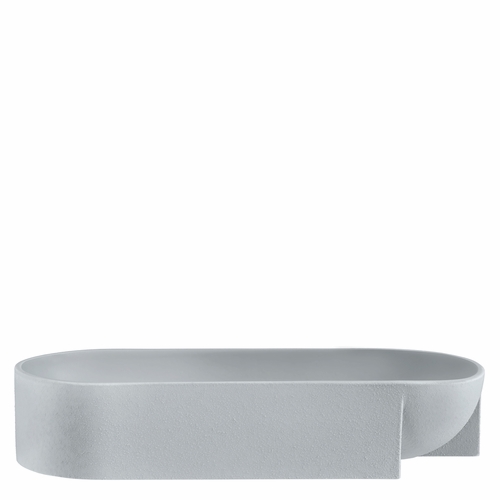 Kuru Ceramic Bowl 14.5" x 3", Light Grey