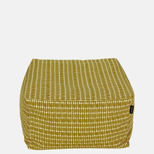Marimekko Alku Poof Cushion, Linen / Olive Green