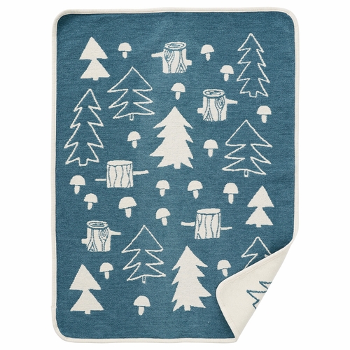 Klippan Mushroom Organic Cotton Chenille Baby Blanket, Blue