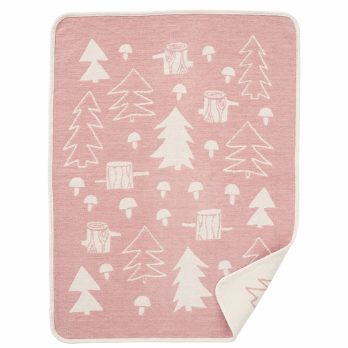 Klippan Mushroom Organic Cotton Chenille Baby Blanket, Pink