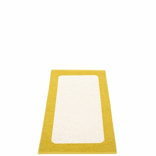 Pappelina Ilda Plastic Rug - Mustard / Vanilla, 2.5' x 4'
