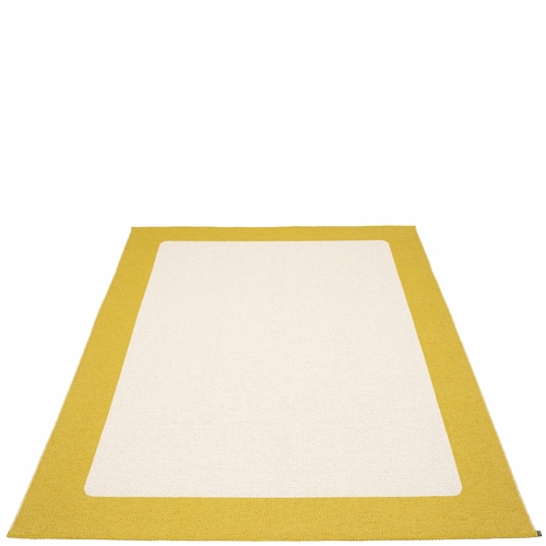Pappelina Ilda Plastic Rug - Mustard / Vanilla, 6' x 8.5'