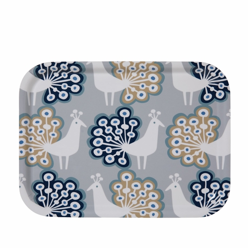 Peacock Small Tray, Grey