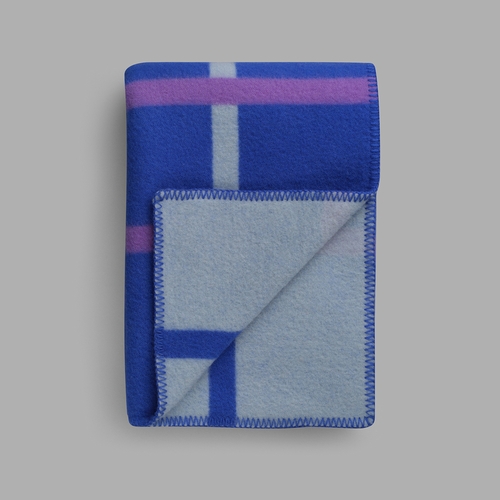 Roros Tweed Knut Norwegian Wool Blanket, Cobalt Blue - 53" x 79"