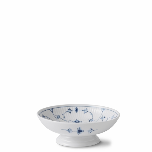 Blue Fluted Plain Footed Bowl 6.75"
