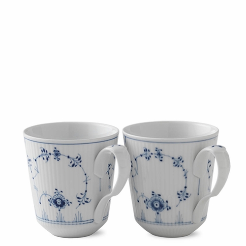 Blue Fluted Plain Mug Set of 2, 12.25 oz.