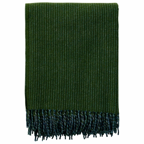 Klippan Shimmer Brushed ECO Lambs Wool Throw, Bottle Green