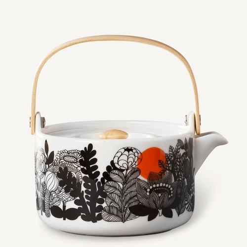 Siirtolapuutarha Teapot, White/Black/Orange