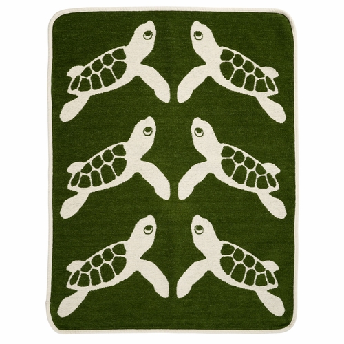 Turtle Organic Cotton Chenille Baby Blanket, Green