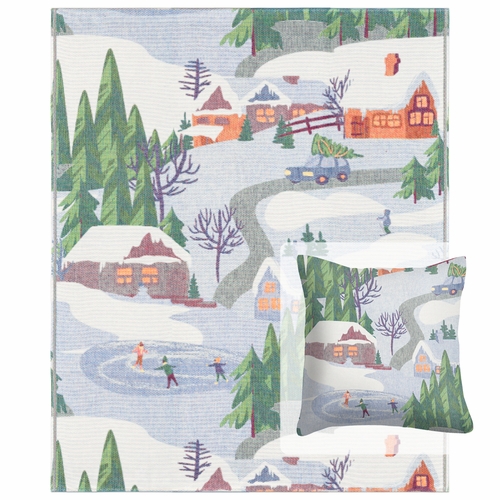 Vinterliv Organic Brushed Cotton Blanket & Cushion Cover Set