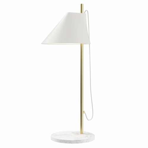 Louis Poulsen Yuh Table Lamp, White/Brass with White Marble Base