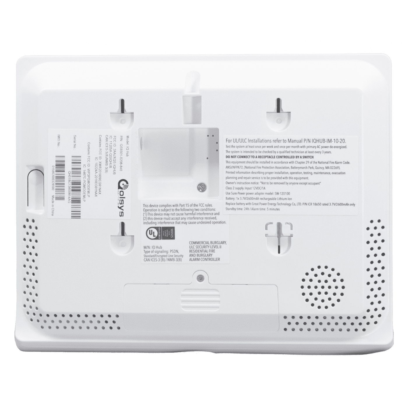 QS93071200124 Qolsys IQ Hub Wireless Touchscreen Control Panel for Legacy 319 MHz Sensors