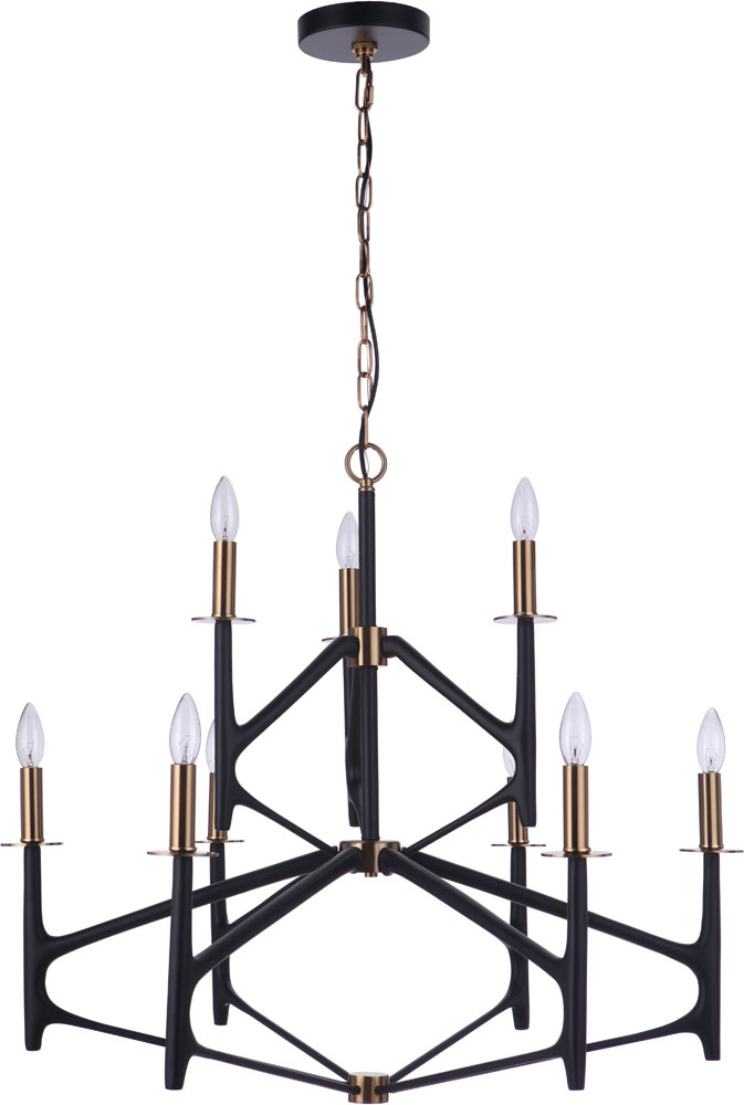 Craftmade 55529-FBSB The Reserve Contemporary Flat Black / Satin Brass ...