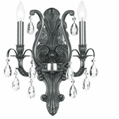 Crystorama 5563-PW-CL-SAQ Dawson Pewter Candle Light Sconce
