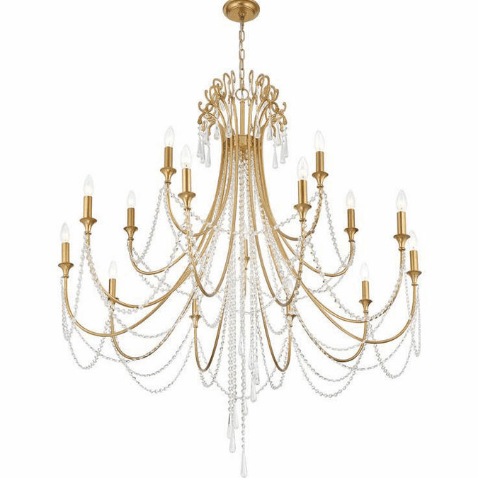 Crystorama ARC-1919-GA-CL-MWP Arcadia Antique Gold 46" Chandelier Light