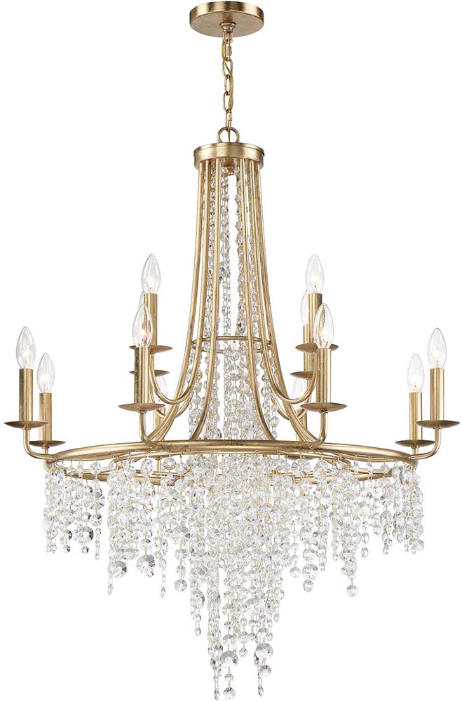 Crystorama GABB7312GA Gabrielle Crystal Antique Gold Lighting