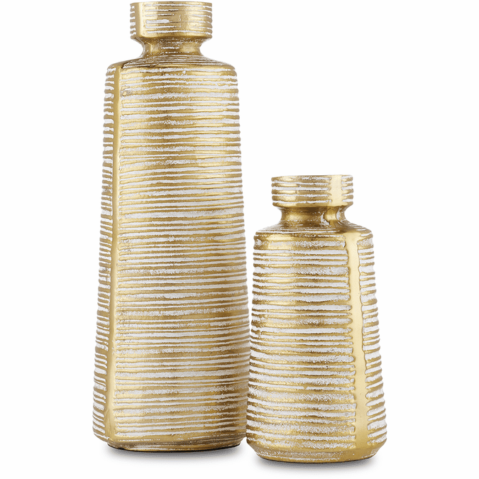 Currey & Company 12000639 Kenna Modern White / Brass Vase Set CUSTOM