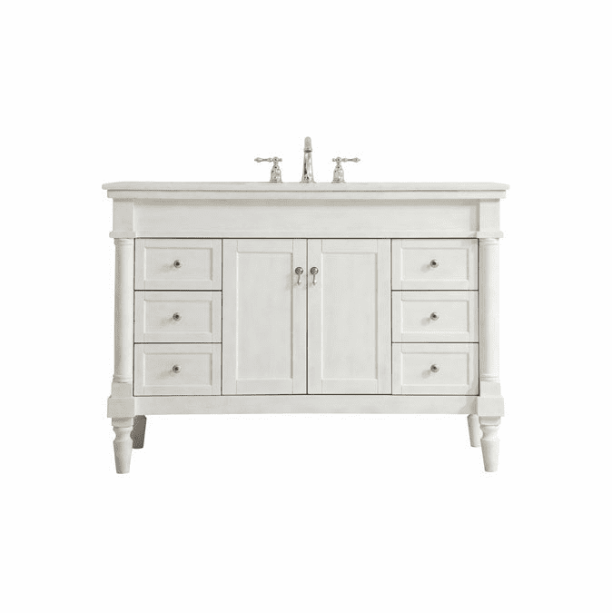 Elegant VF13048AW Lexington Antique White Bath Vanity ELEVF13048AW