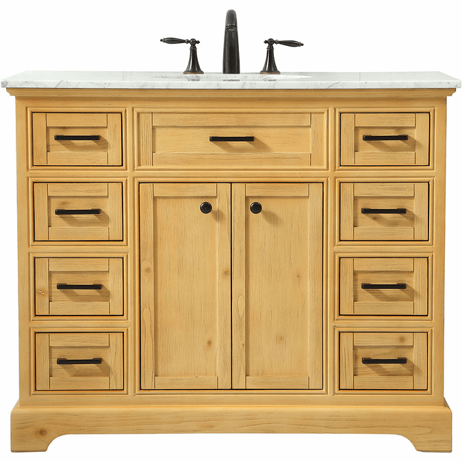 Elegant VF15042NW Americana Natural Wood Single Sink and Powder Room Vanity ELEVF15042NW